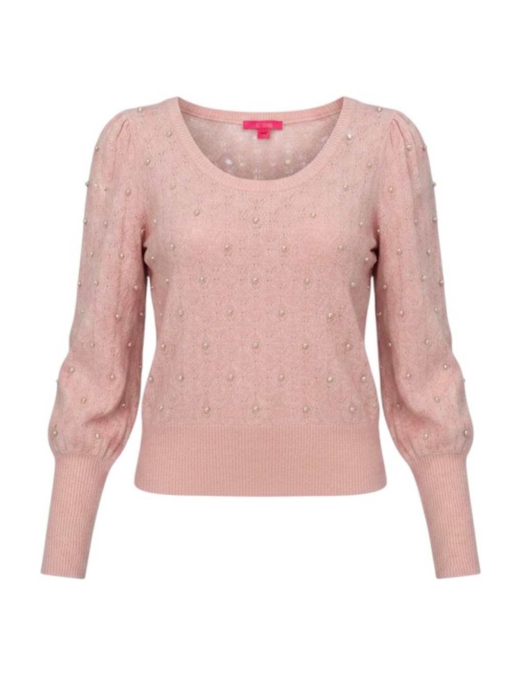 Lilly Pulitzer Pink Pearl Embellished Sweater Women’s M Boat Neck Knit Top